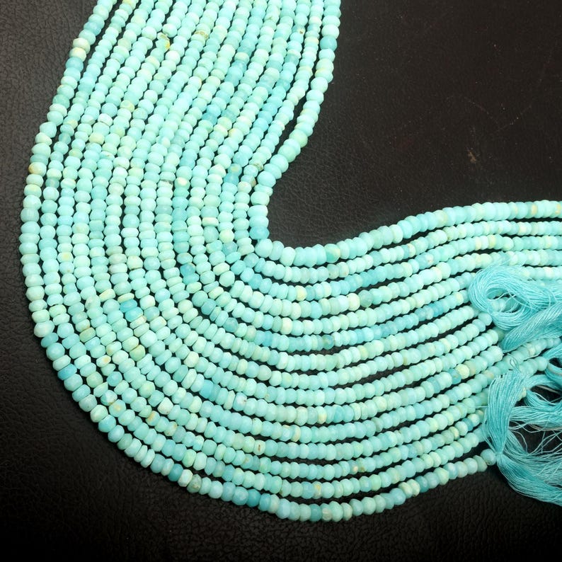 Cuentas de ópalo peruano: Gema facetada en forma de rondel, hilo de 33 ...