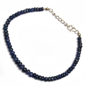 Sapphire Bracelet, Natural Blue Sapphire Bracelet, Smooth Beads, 925 Silver Lock, Beaded Bracelet, 8 Inch Length, Sapphire Bangle Bracelet