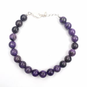 Charoite Bracelet, Natural Charoite Bracelet, 925 Silver Lock, 7 Inch Length 8 MM Beads, Smooth Beads, Handmade Gemstone, Jewelry Bracelet