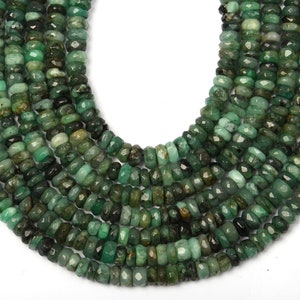 Emerald Beads, Natural Emerald Beads, Faceted Rondelle Beads, Emerald Gemstone Beads, 13 Inches Strand, Wholesale Beads, Jewelry Making