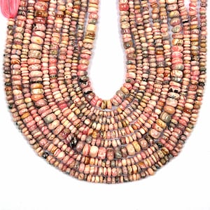Rhodochrosite Beads, Natural Rhodochrosite Gemstone Beads, 13 Inch Stand 5-6 MM Beads, Smooth Beads, Rondelle Shape Beads, Jewelry Making