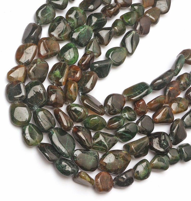 Natural Bloodstone Beads Genuine Bloodstone Gemstone Beads 8 Inch Strand Green Bloodstone Smooth Beads Nugget Shape Beads Beads image 1