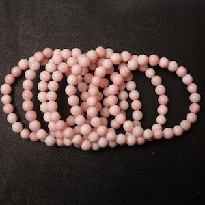 Pink Opal Bracelet, Stretchable Bracelet, Hand Made Bracelet, Pink Opal Jewelry, Smooth Round Gemstone Bracelet,7.5 Inch Length 8 MM Beads
