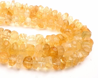 Natural Citrine Beads: Faceted Nugget Shape Gemstone 8 Inch Strand 8-13 MM