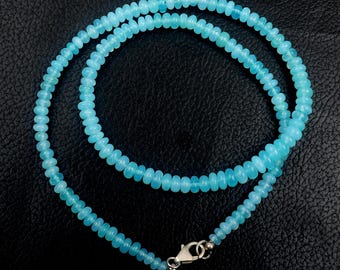Peruvian Opal Necklace: 925 Sterling Silver Lock Smooth Rondelle Gemstone 4-6 MM Beads