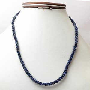 Lapis Lazuli Necklace, Natural Lapis Lazuli Beaded Necklace, Dimond Cut Round 2 MM Beads, 925 Silver Lock, Women Necklace, Women Jewelry