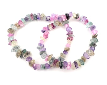 Multi Herkimer Diamond Bracelet: Rough Gemstone 8 Inch Length 8-14 MM Beads Handmade Bracelet