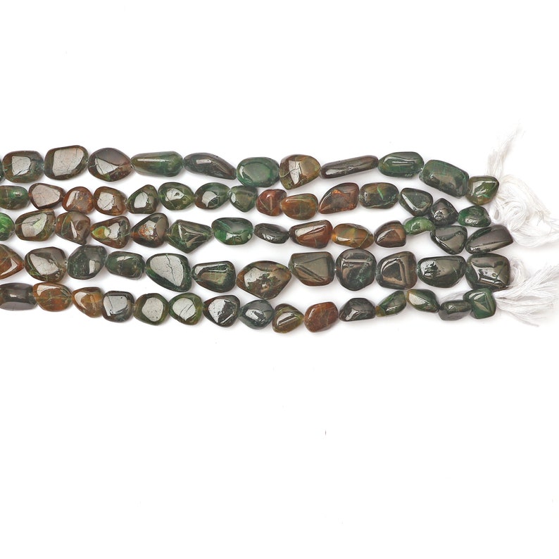 Natural Bloodstone Beads Genuine Bloodstone Gemstone Beads 8 Inch Strand Green Bloodstone Smooth Beads Nugget Shape Beads Beads image 6