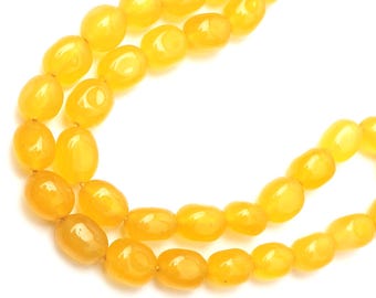 Yellow Quartz 14 Inch Strand, Smooth Nugget 7-8 MM Beads, Gemstone Beads, Jewelry Making