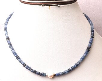 ブルー サファイア ネックレス 80cm ロンデルカット K10