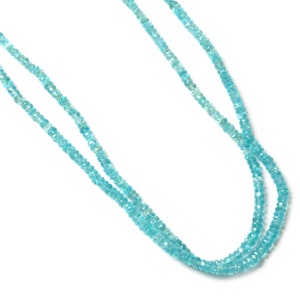 Sky Blue Apatite Beads, 3-4 MM Beads, 8 Inches Strand, Jewelry Making Beads, Sky Blue Apatite Beads Apatite Faceted Rondelle Gemstone Beads
