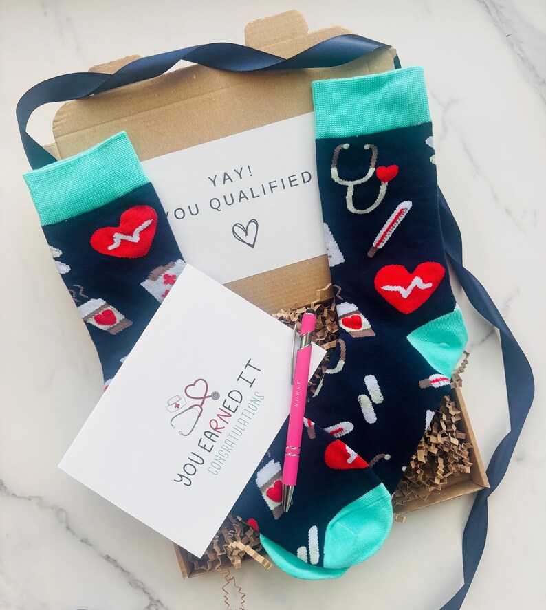 Newly Qualified Nurse Gift. Nurse graduation gift. Nurse gift. You qualified. New Nurse Gift. Congratualtions Nurse. New Nurse Present Blue Nurse Socks