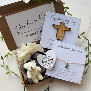 BEST SELLER. Send a hug. Post a hug. Thinking of you. Pocket hug. Get well soon gift. Grievance gift. Personalised gift. Big bear hug Add bear & bracelet
