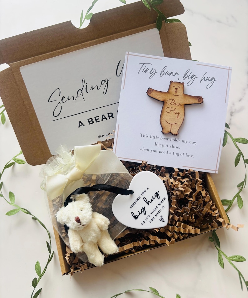 BEST SELLER. Send a hug. Post a hug. Thinking of you. Pocket hug. Get well soon gift. Grievance gift. Personalised gift. Big bear hug Add wooden bear hug