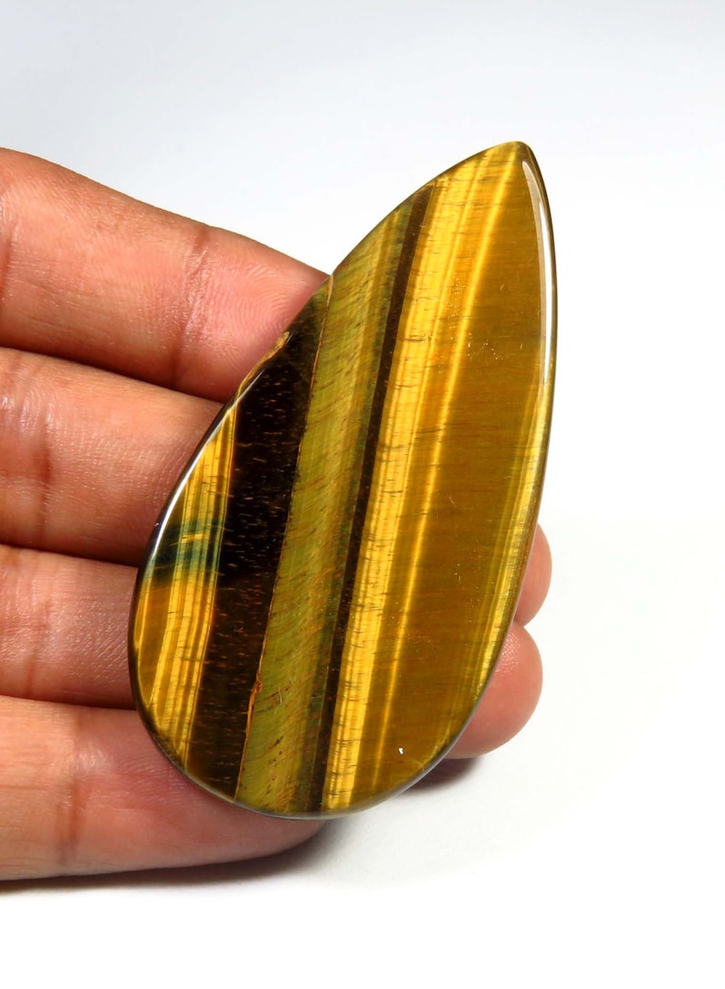 Pear Shape Tiger Eye Cabochon 60x29mm Yellow Blue Tiger Eye Tiger Eye Loose For Jewelry Use UNIQUE~~ Natural Tiger Eye Gemstone AH-639