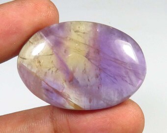 Bio Color Ametrine Polished Gemstone, 35x24mm, Natural Ametrine Quartz Cabochon, 58Cts, Handmade Oval Smooth Ametrine Gems Loose For Jewelry