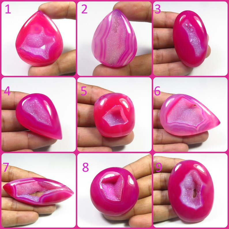 Natuurlijke venster Onyx Agaat geode cabochon, handgemaakte roze Onyx Druzy Agaat cabines, Onyx Agaat mix vorm geode edelstenen los voor sieraden, AH-4683, afbeelding 1