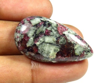 Natural Red Eudialyte Cabochon, 33x18 mm, Handmade Eudialyte Gemstone, 34 Cts, Pear Shape, Eudialyte Smooth Gemstone Loose For Jewelry Use,