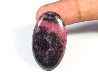 Pink Rhodonite Smooth Gemstone, 34x20 mm, Natural Rhodonite Cabochon, Oval Shape, 39Cts, Handmade Polished Rhodonite Gems Loose For Jewelry,