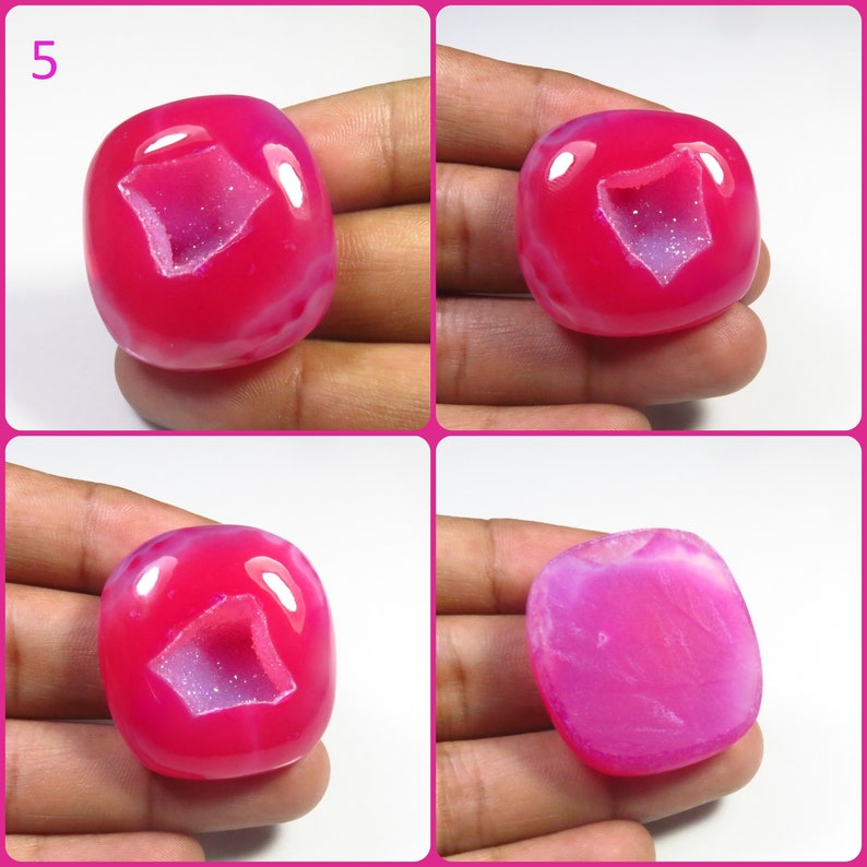 Natuurlijke venster Onyx Agaat geode cabochon, handgemaakte roze Onyx Druzy Agaat cabines, Onyx Agaat mix vorm geode edelstenen los voor sieraden, AH-4683, afbeelding 6