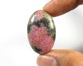 Pink Rhodonite Cabochon, 30x19 mm, Natural Rhodonite Gemstone, Oval Shape, 36 Cts, Smooth Rhodonite Gemstone Loose For Jewelry Creation,