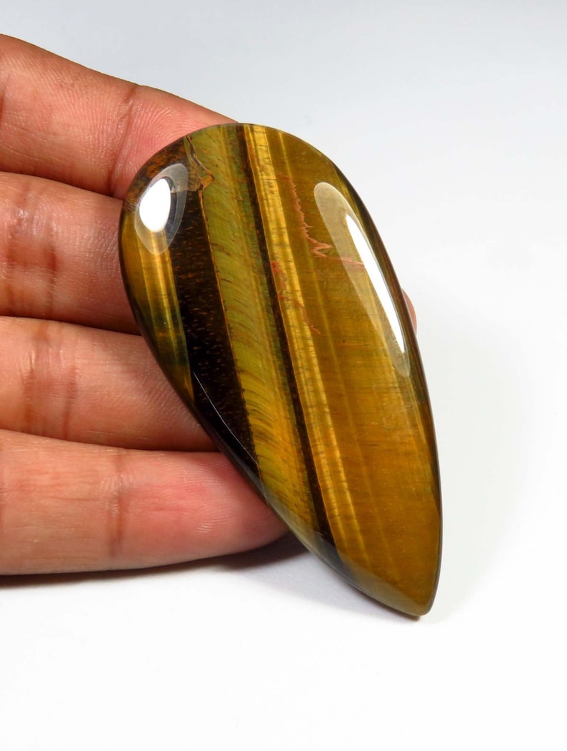 Pear Shape Tiger Eye Cabochon 60x29mm Yellow Blue Tiger Eye Tiger Eye Loose For Jewelry Use UNIQUE~~ Natural Tiger Eye Gemstone AH-639