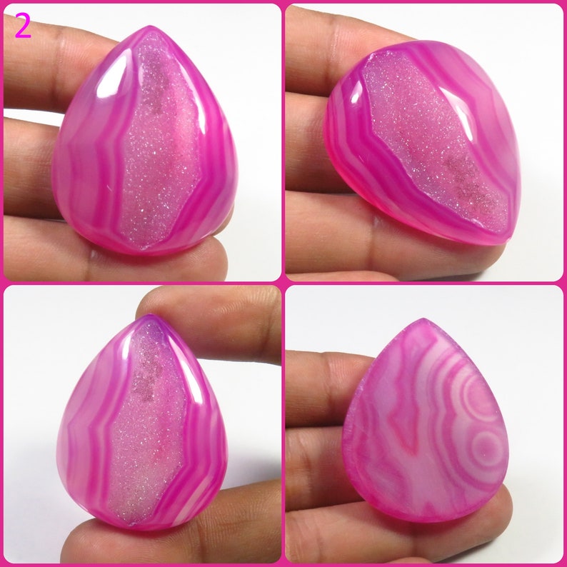 Natuurlijke venster Onyx Agaat geode cabochon, handgemaakte roze Onyx Druzy Agaat cabines, Onyx Agaat mix vorm geode edelstenen los voor sieraden, AH-4683, afbeelding 3