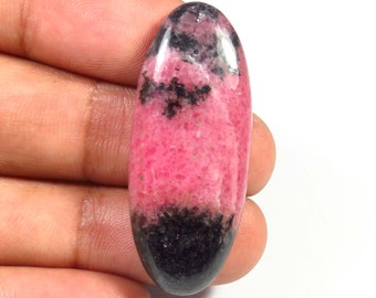 Natural Pink Rhodonite Cabochon, 37x15 mm, Rhodonite Smooth Gemstone, Oval Shape, 38 Cts, Handmade Rhodonite Loose For Jewelry Creations,