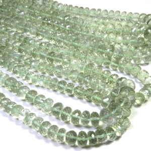 Rondelle Amethyst Micro Faceted Beads, Green Amethyst Faceted Gemstone Beads, 16&quot;Strand, Natural Amethyst Gemstone Beads For Jewelry Use,