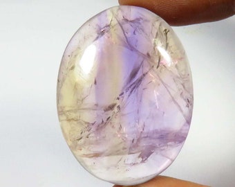 Natural Bio Color Ametrine Gemstone, 35x27 mm, Ametrine Quartz Cabochon, Handmade Ametrine Oval Shape Gemstone Loose For Jewelry Creations,