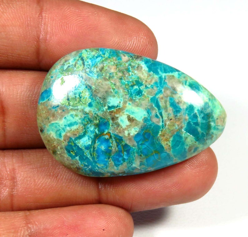 Green Chrysocolla Cabochon AH-164 EXCELLENT! Natural Chrysocolla Gemstone 36x25 mm Chrysocolla Loose For Jewelry Use Pear Shape
