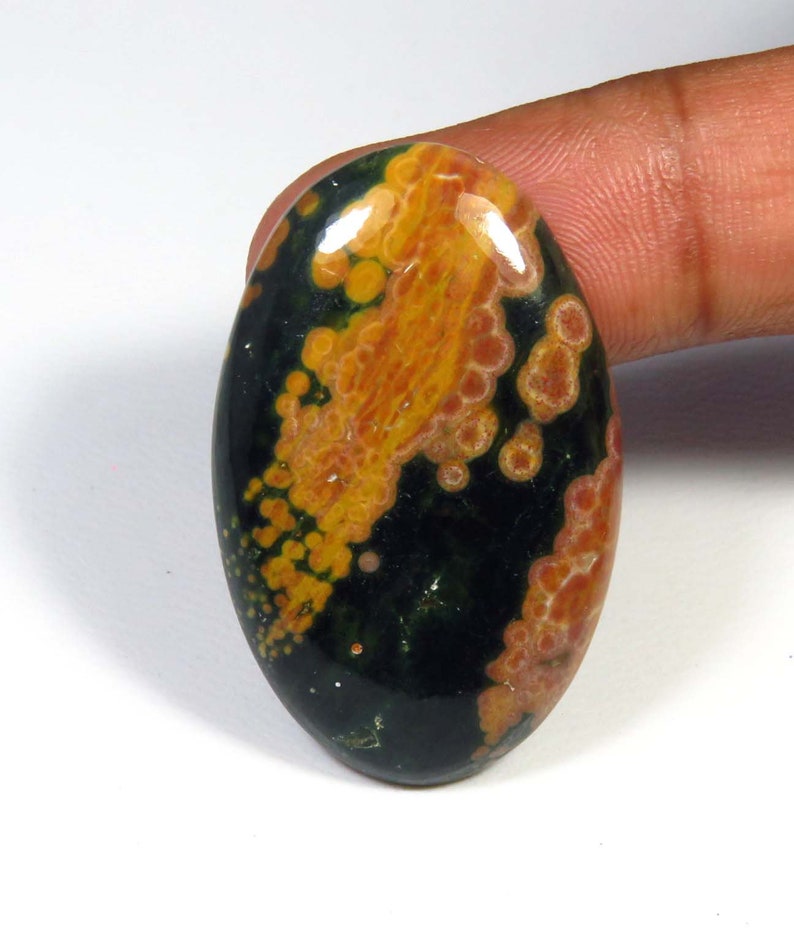 34cts Ocean Jasper Cabochon Oval Shape BEAUTIFUL~~ Natural Ocean Jasper Gemstone AH-802 Ocean Jasper Loose For Jewelry Use