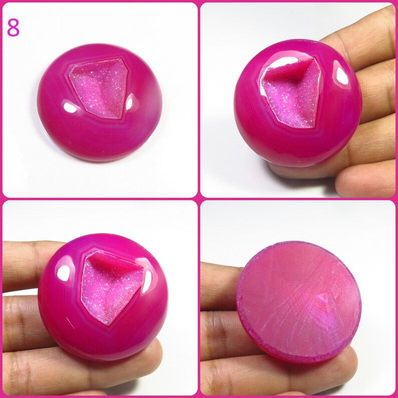 Natuurlijke venster Onyx Agaat geode cabochon, handgemaakte roze Onyx Druzy Agaat cabines, Onyx Agaat mix vorm geode edelstenen los voor sieraden, AH-4683, afbeelding 9