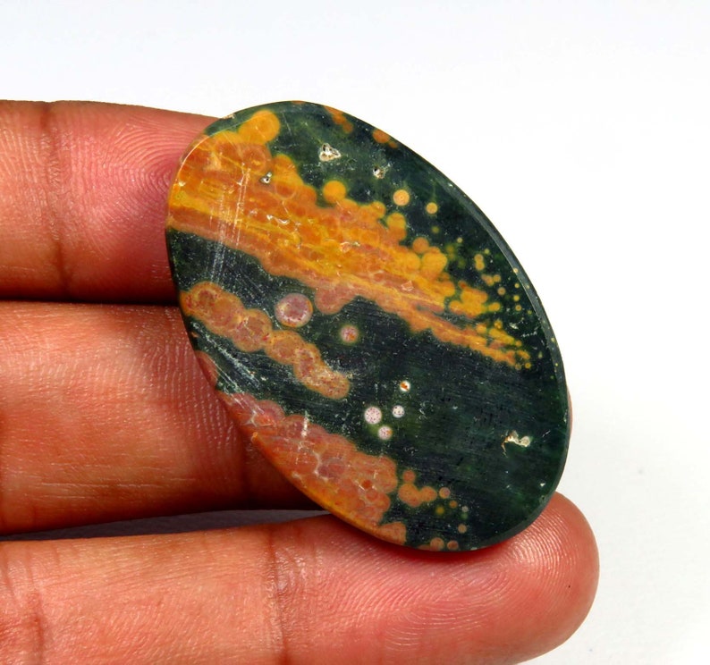 34cts Ocean Jasper Cabochon Oval Shape BEAUTIFUL~~ Natural Ocean Jasper Gemstone AH-802 Ocean Jasper Loose For Jewelry Use