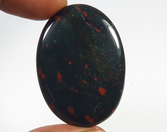 Natural Red Bloodstone Gemstone, 41x29 mm, Bloodstone Polished Cabochon, Oval Shape, Green Bloodstone Gemstone Loose For Unique Creation,