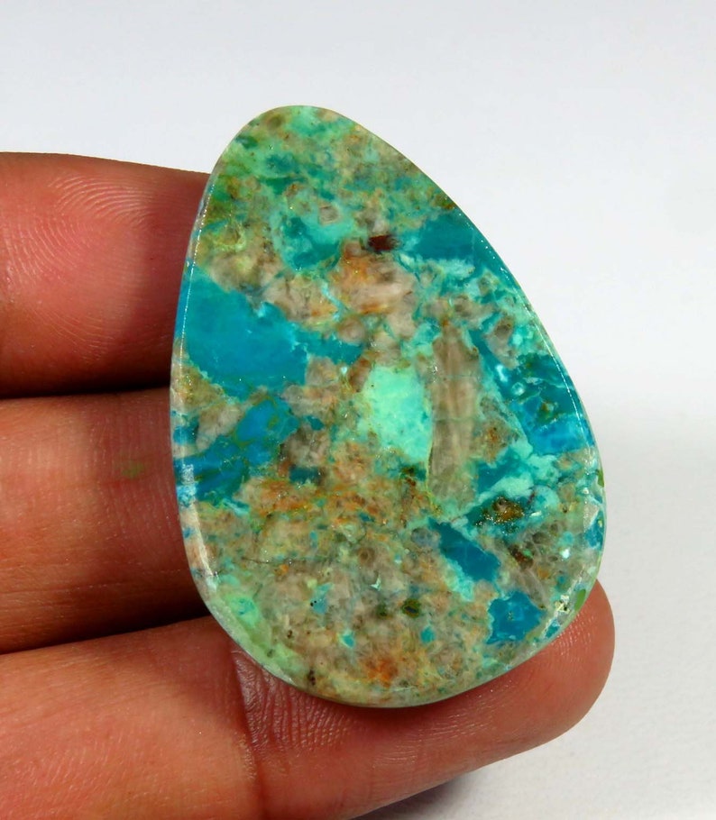 Green Chrysocolla Cabochon AH-164 EXCELLENT! Natural Chrysocolla Gemstone 36x25 mm Chrysocolla Loose For Jewelry Use Pear Shape