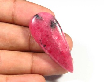 Natural Pink Rhodonite Gemstone, 48x16 mm, Rhodonite Smooth Polished Cabochon, 34Cts, Pear Shape, Rhodonite Gems Loose For Jewelry Making,