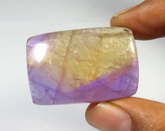 Ametrine Quartz Smooth Cabochon, 34x23 mm, Natural Bio Color Ametrine Gemstone, Handmade Baguette Shape, Polished Ametrine Loose For Jewelry