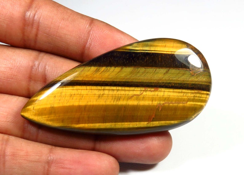 Pear Shape Tiger Eye Cabochon 60x29mm Yellow Blue Tiger Eye Tiger Eye Loose For Jewelry Use UNIQUE~~ Natural Tiger Eye Gemstone AH-639
