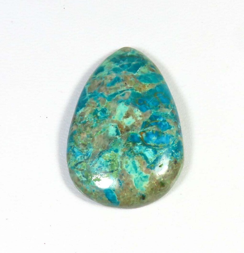 Green Chrysocolla Cabochon AH-164 EXCELLENT! Natural Chrysocolla Gemstone 36x25 mm Chrysocolla Loose For Jewelry Use Pear Shape