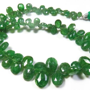 Erstklassige grüne Granat-Tsavoritperlen, 8,5-Zoll-Strang, natürliche Tsavorit-facettierte Edelsteinperlen, 5-10 mm, grüne Birnen-Edelsteinperlen für Juwel,