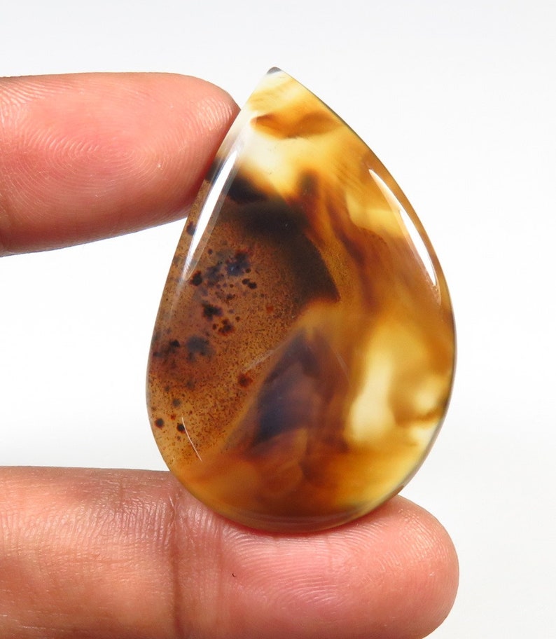 Natural Montana Agate Cabochon EXCELLENT! Brown Montana Agate Gemstone AH-568 Montana Agate Loose For Jewelry Use 40x26mm Fancy Shape