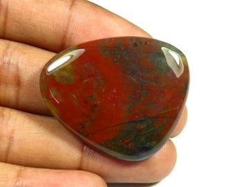 Green Bloodstone Gemstone, 36x30 mm, Natural Red Bloodstone Cabochon, 51 Cts, Fancy Shape, Smooth Bloodstone Gemstone Loose For Jewelry Use,