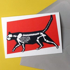 Bony cat — Carte de voeux chat noir, A6 avec enveloppe.