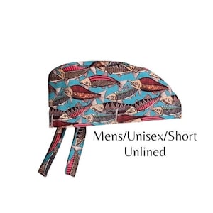 Alaskan Salmon Short Hair Unisex Men’s Surgical Scrub Cap Fishing OR Hat Dental Vet Tech Nurse Doctor Anesthesia Gift Fish Camping Radiology