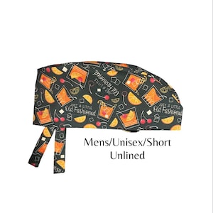 Old Fashioned Drink Plastic Surgery Short Hair Mens Surgical Scrub Cap CRNA OR Fun Nurse Doctor Gift Anesthesia Cute Anatomy Unisex Ponytail