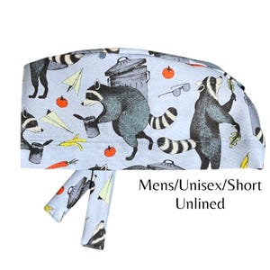 Raccoon Trash Panda Short Hair Unisex Men’s Surgical Scrub Cap OR Hat Dental Vet Tech Nurse Doctor Anesthesia Gift Radiology Cute Critters