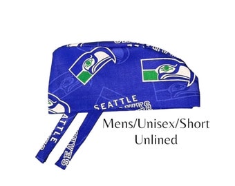 Seattle Football Mens Surgical Scrub Cap Custom Order request for customers of Lake Desire Designs. Short Hair made to order w Fast Shipping