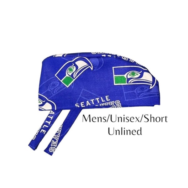 Seattle Football Mens Surgical Scrub Cap Custom Order request for customers of Lake Desire Designs. Short Hair made to order w Fast Shipping