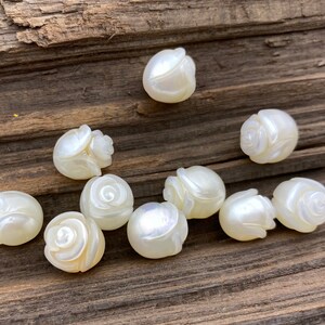 Hand-carved drop pearl , White Rose shape pearl flower, natural freshwater drop pearls